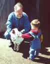 Brandon gets a close up view of a rooster.