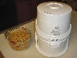 The powerful Nuttrimill grain mill ready to grind whole wheat.